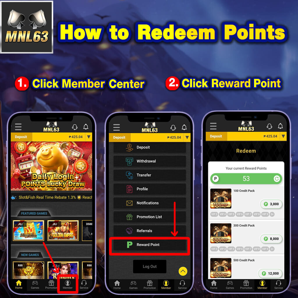 how to redeem points mnl63